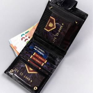 Portofel premium barbati PETERSON Arthur RFID din piele naturala neagra cu inchidere prin capsa - Img 7