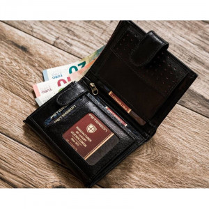 Portofel premium barbati PETERSON RFID Lewis din piele naturala neagra cu inchidere prin capsa - Img 5