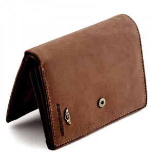Portofel premium barbati piele naturala maro PETERSON RFID Hunter vertical cu inchidere prin capsa - Img 8