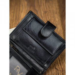 Portofel premium barbati ROVICKY Jake RFID din piele naturala neagra cu inchidere prin capsa - Img 13