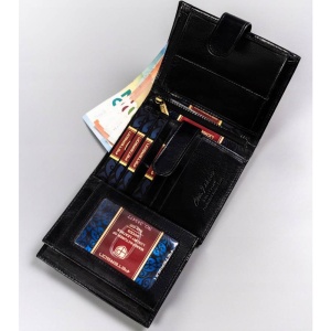 Portofel vertical barbati PETERSON Arthur RFID din piele naturala neagra cu inchidere prin capsa - Img 6