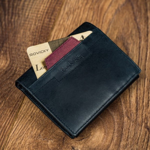 Portofel vertical barbati PIERRE CARDIN RFID din piele naturala neagra cu detaliu rosu - Img 5