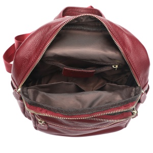 Rucsac dama JERMYN'S Bologna, piele naturala, rosu burgund, compact - Img 9