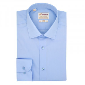 Camasa bleu slim office barbati din poplin EASY IRON - Luxury Slim Fit - Img 4