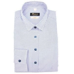 Camasa dama office alba cu structuri albastre Luxury Slim Fit EASY IRON - Img 4