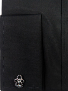 Camasa eleganta neagra dama EASY IRON - Luxury Slim Fit pentru butoni - Img 3