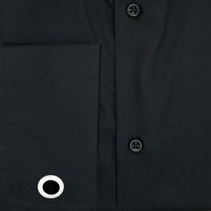 Camasa neagra regular barbati Exclusive Classic Fit Poplin EASY IRON pentru butoni - Img 4