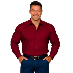 Camasa regular grena barbati Luxury Classic Fit EASY IRON
