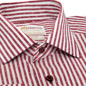 Camasa slim office barbati in dungi grena Luxury Slim Fit EASY IRON - Img 2
