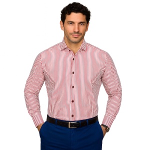 Camasa slim office barbati in dungi grena Luxury Slim Fit EASY IRON