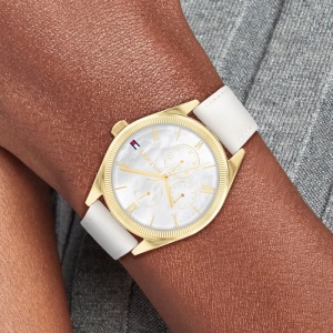 Ceas dama TOMMY HILFIGER Monica 1782594 auriu cu curea alba - Img 2