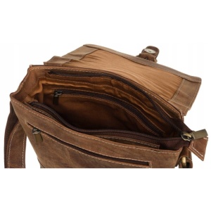 Geanta crossbody barbati ALWAYS WILD Carson din piele naturala maro coniac - Img 5
