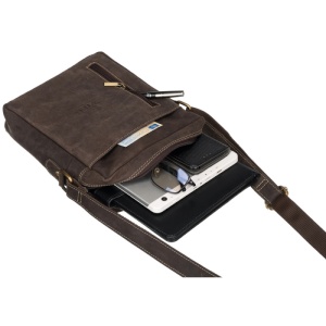 Geanta crossbody barbati ALWAYS WILD Clifford din piele naturala maro - Img 7