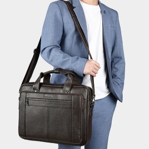 Geanta laptop, JERMYN'S Auckland, piele naturala maro inchis - Img 3