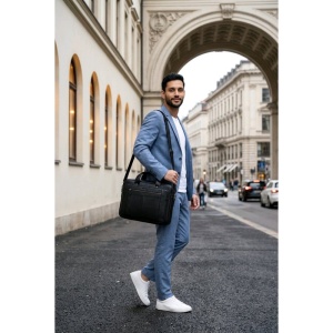 Geanta laptop, JERMYN'S Auckland, piele naturala neagra - Img 4