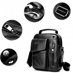 Geanta messenger barbati Oliver din piele naturala neagra - Img 8