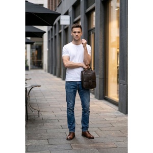 Geanta messenger barbati, piele naturala, JERMYN'S Bristol, maro inchis - Img 4