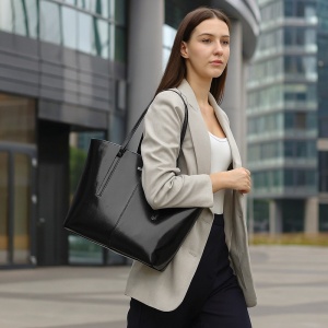 Geanta shopper dama din piele naturala neagra JERMYN'S Sheryl - Img 8