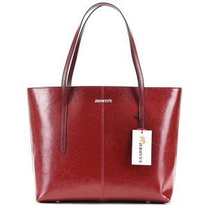 Geanta shopper dama din piele naturala rosie JERMYN'S Sheryl