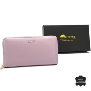 Portofel dama piele naturala, cu fermoar, JERMYN'S Elaine, roz liliac