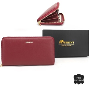 Portofel dama piele naturala, cu fermoar, JERMYN'S Elaine, roz liliac inchis
