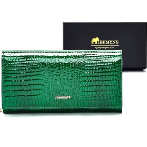 Portofel dama piele naturala JERMYN'S Monza, verde cu patern crocodile - Img 11