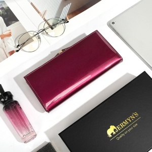 Portofel dama piele naturala JERMYN'S Vicenza, mov lacuit - Img 3