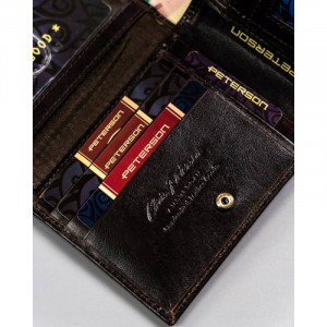 Portofel premium barbati PETERSON Alcott RFID din piele naturala maro inchis cu inchidere prin capsa - Img 8