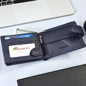 Portofel slim barbati JERMYN'S Bergamo RFID din piele naturala bleumarin cu inchidere prin capsa - Img 4