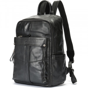 Rucsac din piele naturala neagra JERMYN'S Luton