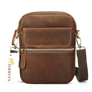 Borseta barbati din piele naturala nubuck JERMYN'S York, maro