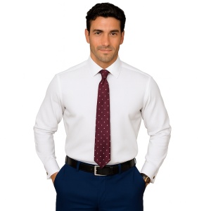 Camasa office alba slim barbati pentru butoni Exclusive Slim Fit Poplin