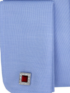 Camasa office bleu barbati Oxford pentru butoni EASY IRON - Luxury Slim Fit - Img 4