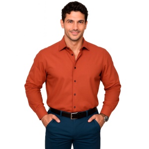 Camasa regular barbati maro coniac EASY IRON - Luxury Classic Fit