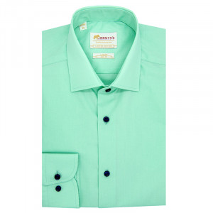 Camasa regular casual verde menta barbati Luxury Classic Fit EASY IRON - Img 3