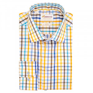 Camasa slim casual barbati in carouri multicolore Luxury Slim Fit EASY IRON - Img 4