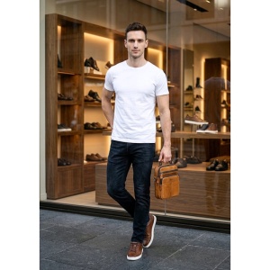 Geanta barbati din piele naturala maro coniac JERMYN'S Belfast - Img 3