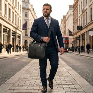 Geanta laptop, piele naturala, JERMYN'S Austin, neagra - Img 5