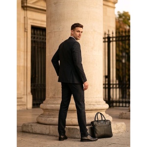 Geanta laptop, piele naturala, JERMYN'S Austin, neagra - Img 7