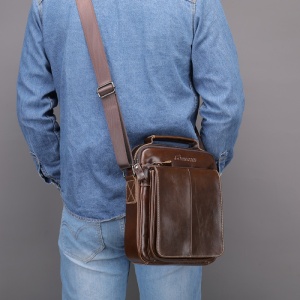 Geanta messenger barbati din piele naturala maro JERMYN'S Wilson - Img 9