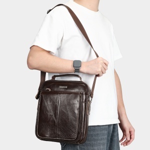Geanta messenger barbati din piele naturala maro JERMYN'S Wilson - Img 9