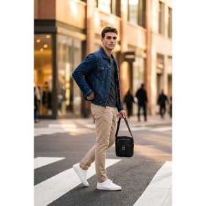 Geanta messenger barbati din piele naturala neagra JERMYN'S Cambridge - Img 4