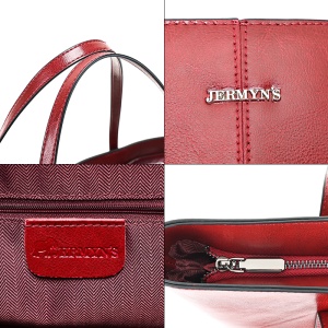 Geanta shopper dama din piele naturala rosie JERMYN'S Sheryl - Img 9