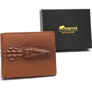 Portofel bărbați din piele naturală cu patern crocodile JERMYN'S Sorrento, RFID, slim, maro