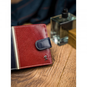 Portofel casual barbati ROVICKY Tommy slim RFID din piele naturala bleumarin navy si grena cu inchidere prin capsa - Img 7