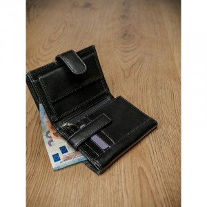 Portofel negru elegant barbati din piele naturala Pierre Andreus RFID cu inchidere prin capsa - Img 10
