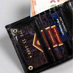 Portofel premium barbati PETERSON Arthur RFID din piele naturala neagra cu inchidere prin capsa - Img 8