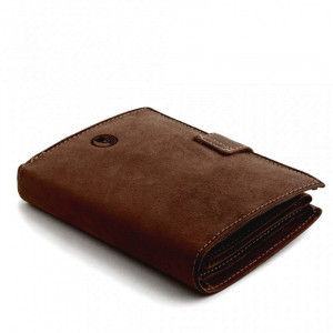 Portofel premium barbati piele naturala maro PETERSON RFID Hunter vertical cu inchidere prin capsa - Img 9