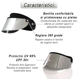 Sapcă pentru Protecție Solară UVA-UVB, Parasolar Reglabil 360 Grade, Marinela Radu, Protejează Fața Împotriva Razelor Solare, Silver, Accesorii Vară, Outdoor, Sport, Drumeții, Plajă, Pălărie de Soare, Anti-UV - Img 2