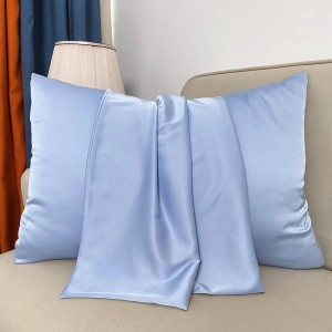 Fata de Perna din Satin cu Protectie pentru Par si Ten, Marinela Radu, 50x70 cm, Satin Premium, Blue - Img 2